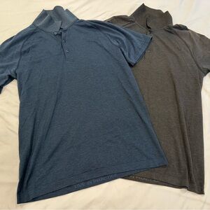 Pair of 2 Lululemon Men's Dark Blue and Gray/Black Polo Shirts